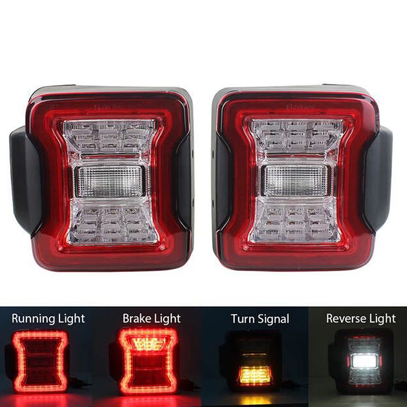 

Lantsun J363 LED Taillight ABS Rear Lamp Reverse Lights for Jeep for Wrangler JK07-17, 1-pair