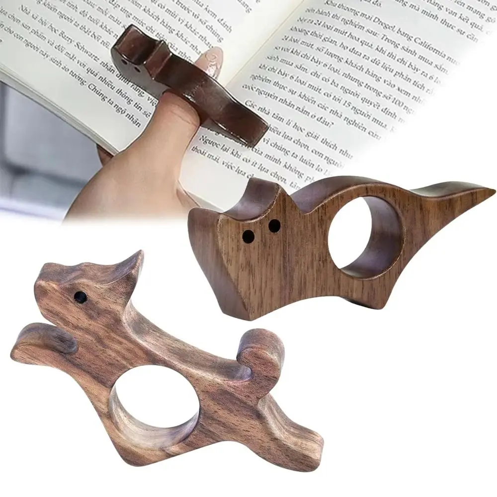 لطيف خشبية كتاب صفحة حامل القط الكلب شكل اليدوية الإبهام الخشب حامل كتب بمناسبة صفحات علامة دليل علامة #1