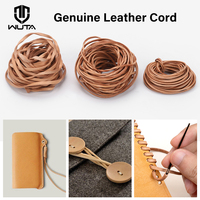 WUTA 2/5meter Genuine Leather Cord Flat String Lace Woven Rope 2/3/5mm Natural Veg-tan Cowhide DIY Necklace Bracelet Jewelry