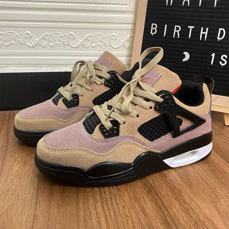 أحذية رياضية نسائية ريترو تصميم من جلد الغزال منصة مختلط الألوان زوجين عارضة الأحذية الاتجاه خفيفة الوزن المدربين مجلس أحذية الرجال النساء