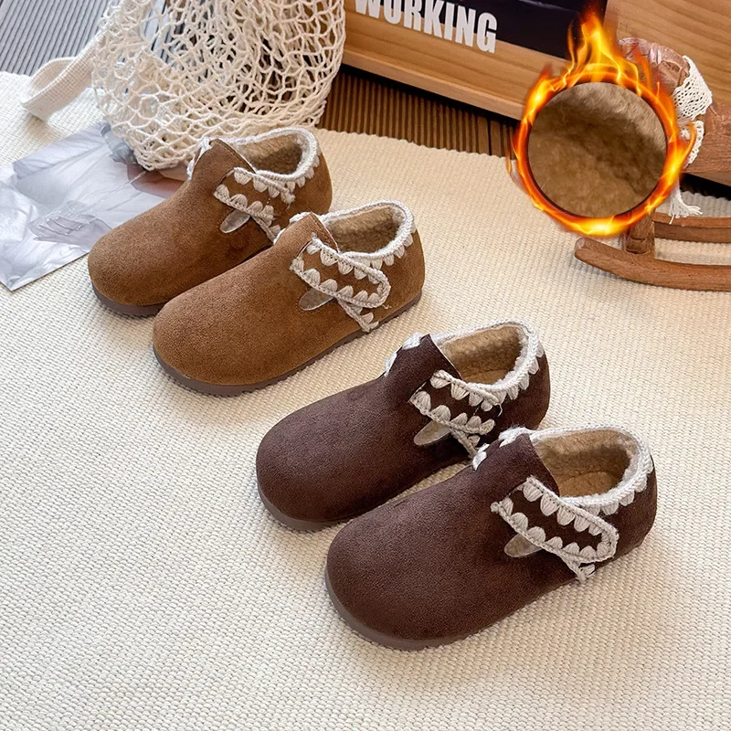 2025 Winter New Children Casual Shoes for Girls Fashion Korean Style Soft Bottom Anti-slippery Versatile Keep Warm Princess Shoe