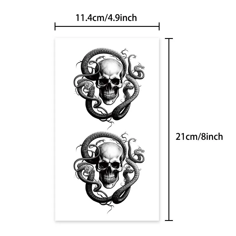 Long-lasting waterproof temporary tattoo stickers simulated non-reflective skull dragon pattern fake tattoos for boys and girls