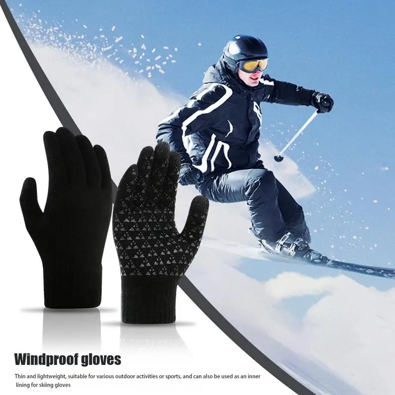 Knitted Gloves For Women Windproof Warm Knitted Touchscreen Gloves Warm And Comfortable For Hiking Driving Running Cycling