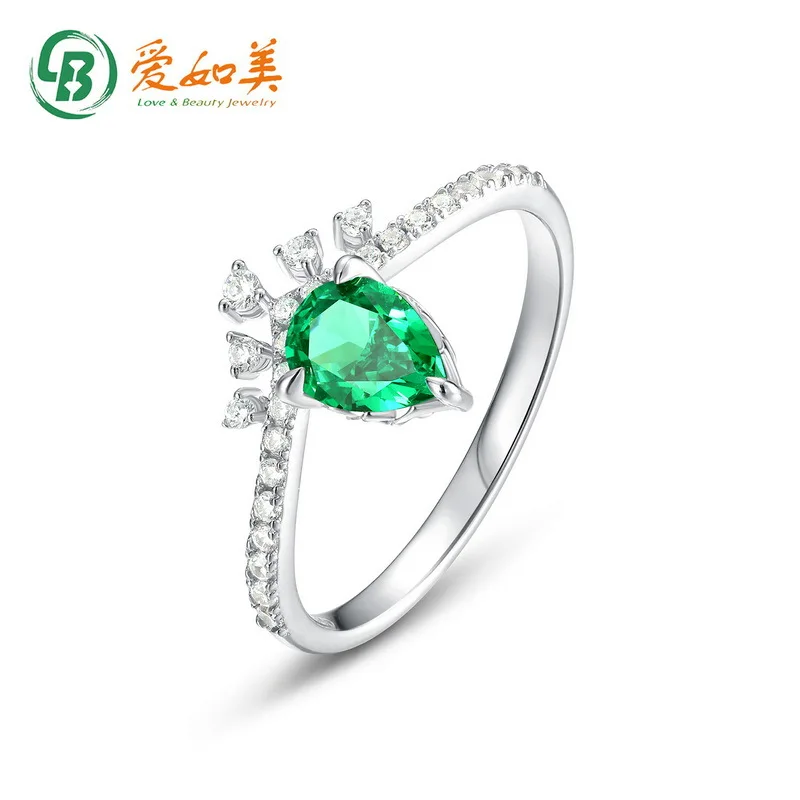 

Simple Grandmother Green Moissanite Ring S925 Silver Ferry 18K Gold PT950 Platinum Crown Colorful Treasure Finger Ring
