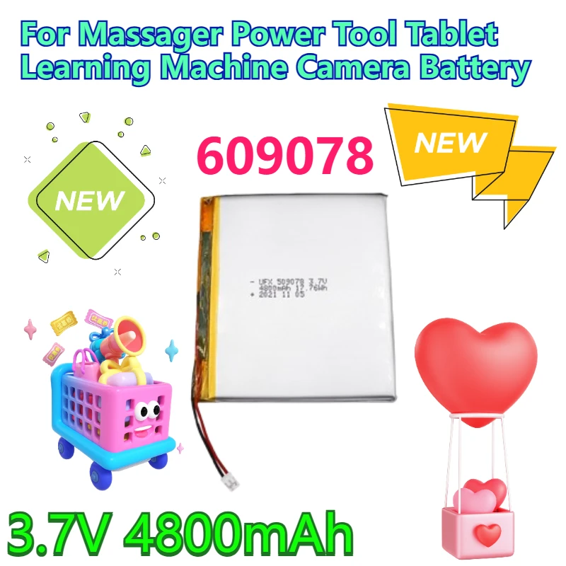 

609078 3.7V 4800mAh Rechargeable Batteries for Massager Power Tool Tablet Learning Machine Camera Battery