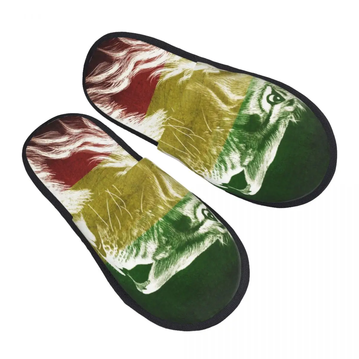 King Of Judah Rastafarian Rasta Lion Guest Slippers for Bedroom Women Custom Print Jamaica Flag Jamaican Proud House Slipper