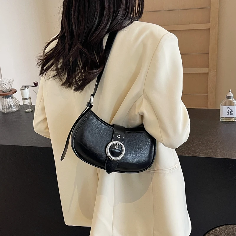 Silver Shoulder Bags For Women 2024 Summer Y2K Small PU Leather Luxury Brand Females Handbags And Purses Crossbody Saddle Bag