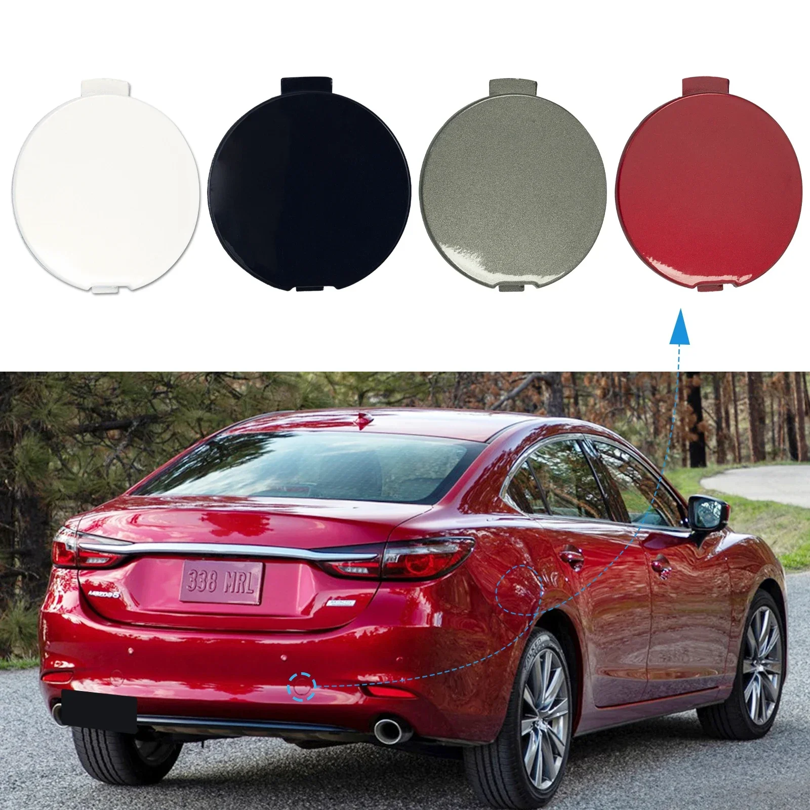 Tapa de la cubierta del gancho de remolque del parachoques trasero, ojo de remolque para accesorios Mazda 6 Atenza 2018-2021 izq