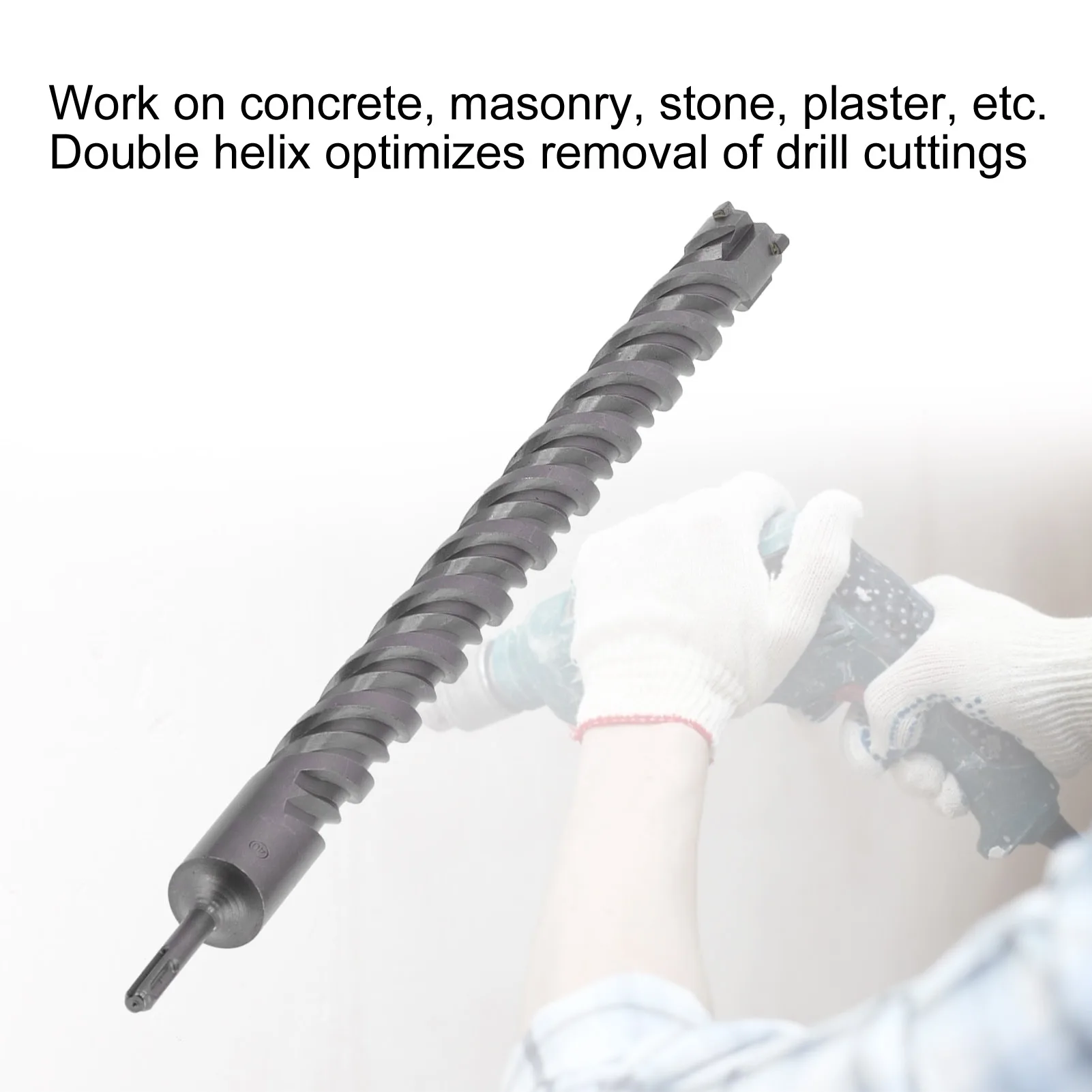 Broca de concreto, lâmina de broca de martelo, ferramenta manual de 2 hélix para alvenaria de pedra natural de concreto, 40x600mm, broca de alvenaria
