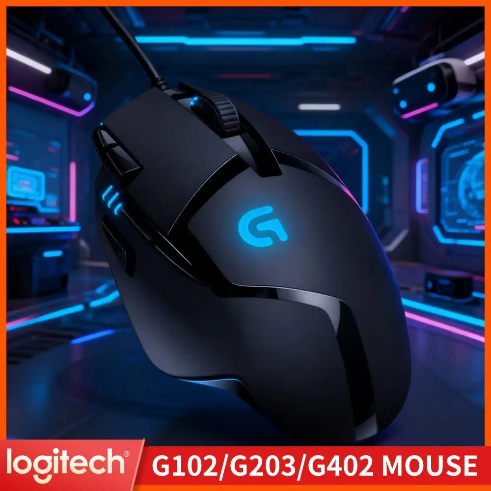 Logitech G402 Wired Mouse Delta Zero Sensor 500+ IPS 20M Clicks Anti-Slip for Office Work and Gaming Sessions