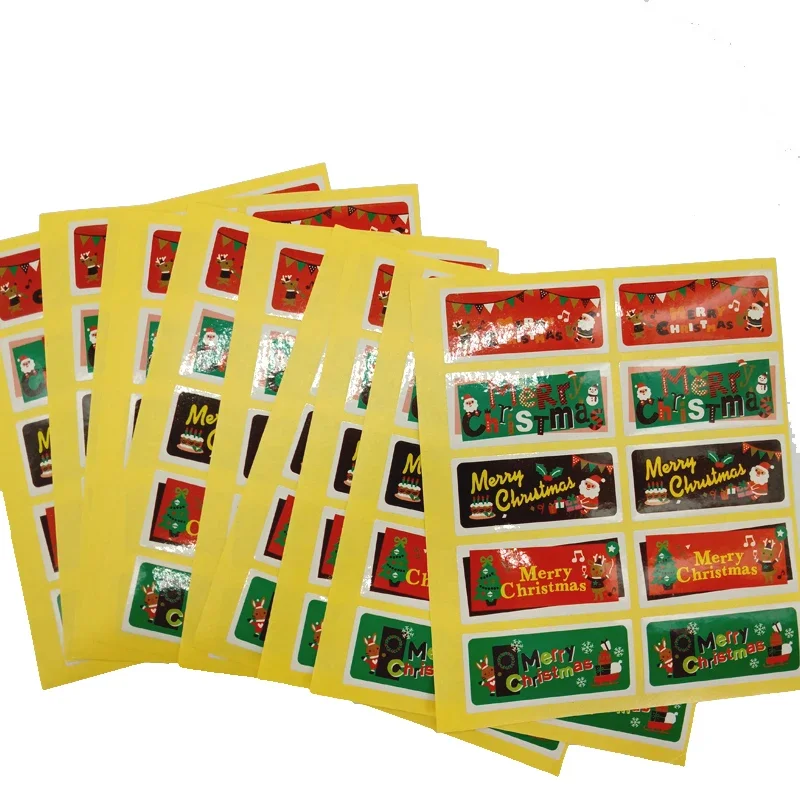 

100Pcs/pack Christmas Old Man Snowman Elk Cake Packaging Sealing Label Sticker Baking DIY Gift Supplies Stationery