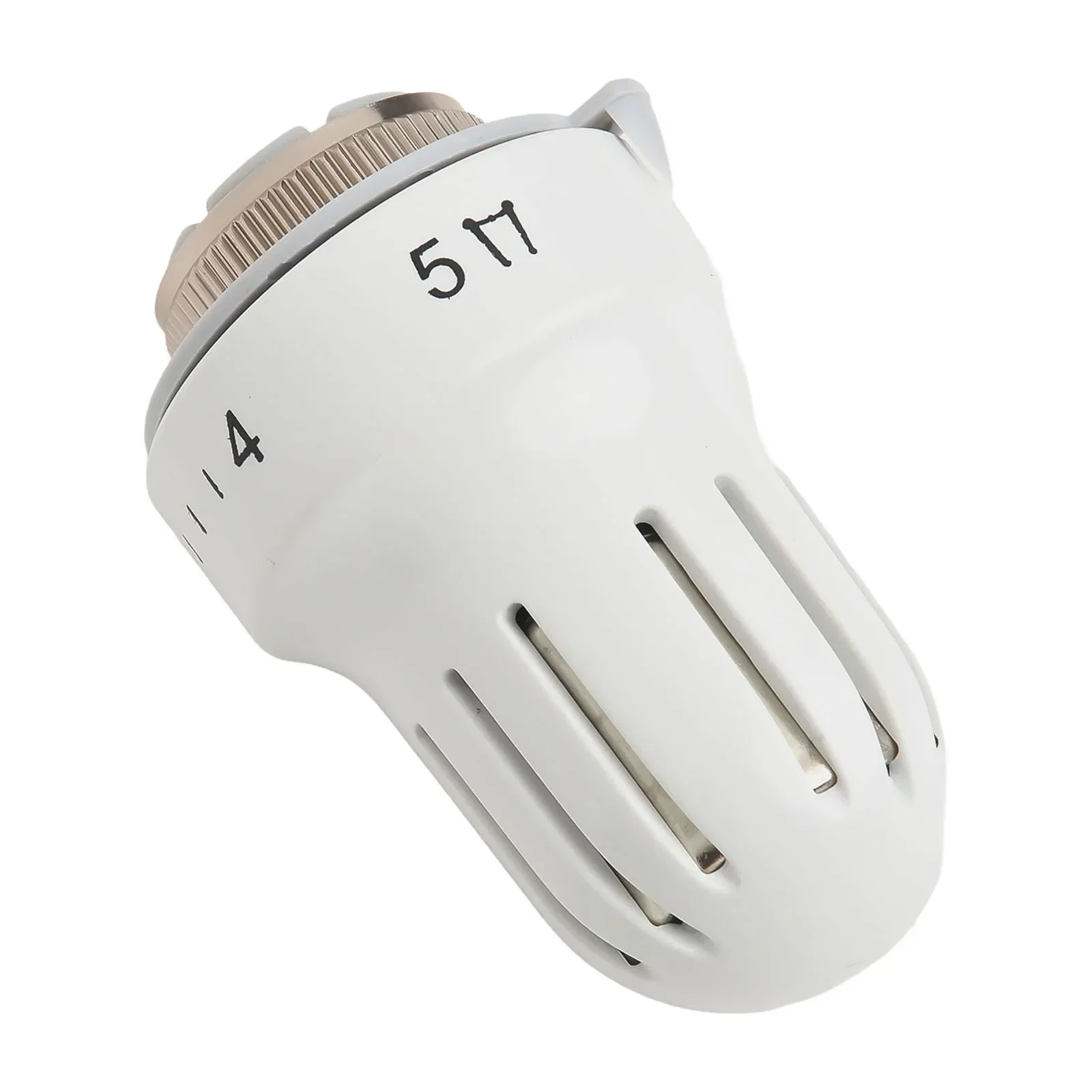 หม้อน้ําวาล์วหัวเครื่องทําความร้อนพลาสติก TRV ปรับโลหะผสม M30x1.5 เกลียว Thermostatic สีขาว 8.7 ซม.X 3.4 ซม.Druable