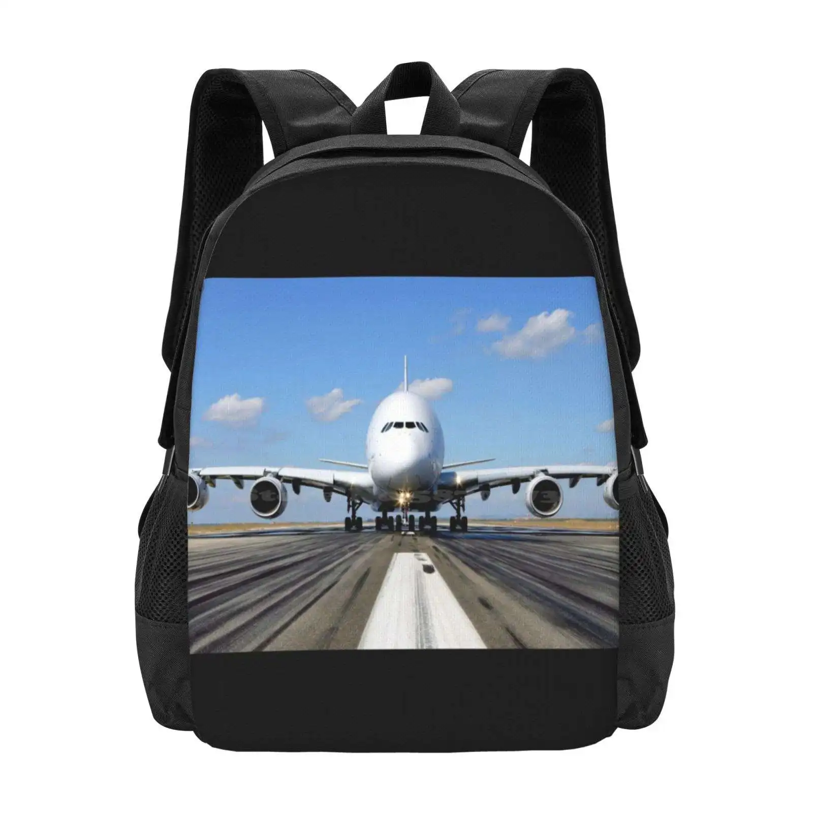 Airbus A380 Plane On The Runway Large Capacity School Backpack Laptop Bags Airplane Aeroplane Jet Airbus Plane A380 Plane Air