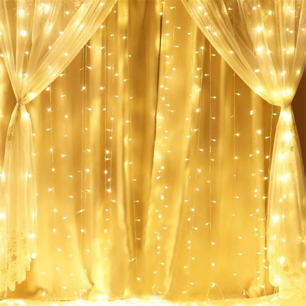 

1PC USB Curtain String Lights Fairy Light Christmas Garland Holiday 8 modes Led Light Party Wedding Home Bedroom Decoration