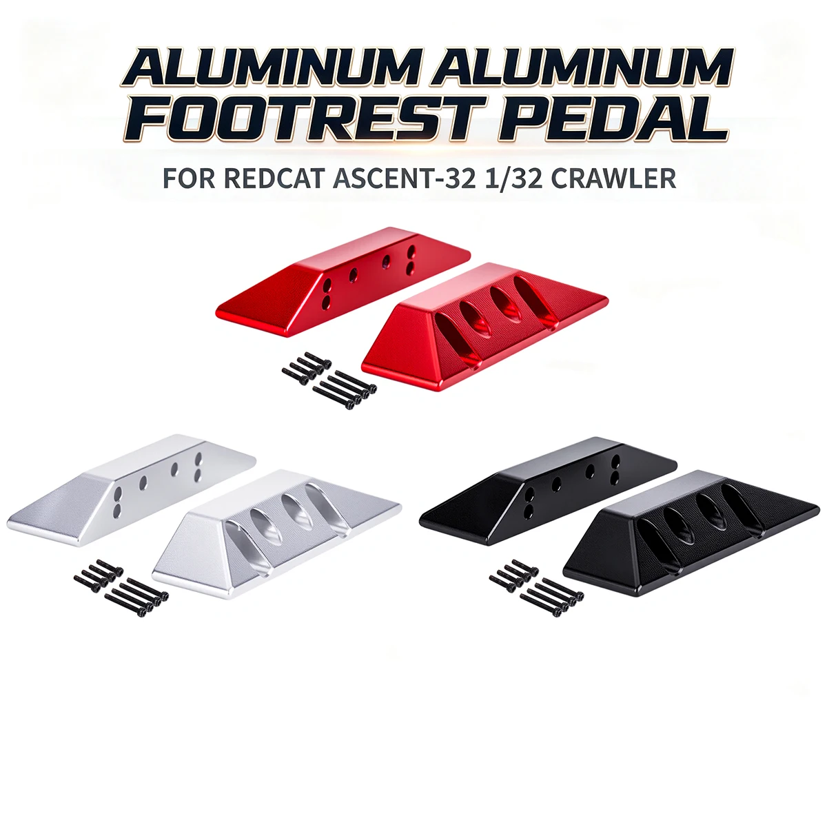 Aluminum Alloy Side Step Pedals for Redcat Ascent-32 1/32 RC Crawler - 8.6g/Pair Lightweight Upgrade, Black/Red/Silver