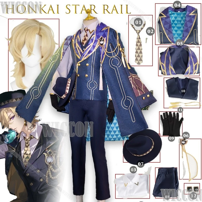 

Honkai Star Rail Aventurine Cosplay Clothes Stoneheart Ten Members Golden Outfit Turnbased Game Man Dress Halloween Party Cos