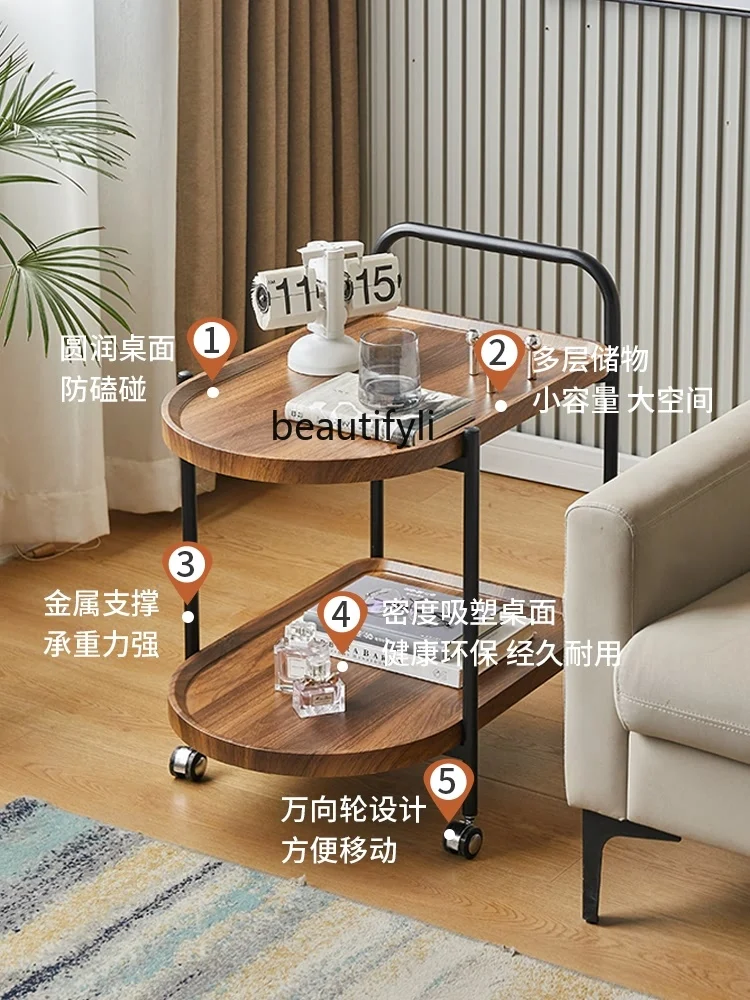 Side Table Household Small Apartment Wheels Corner Table Coffee Table Hotel Homestay Trolley Mobile Pulley Side Table