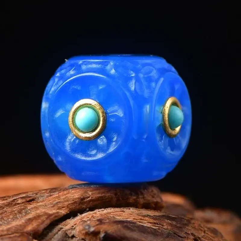 White crystal inlaid turquoise cube