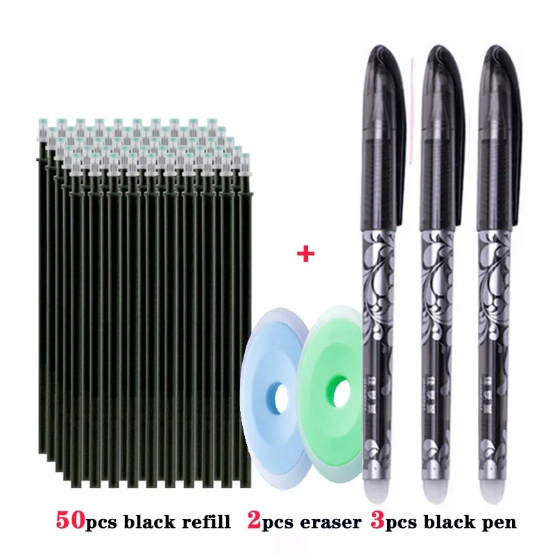 55 teile/los Löschbaren Gel Stift 0,5mm Refill Stange Magische Tinte Löschbaren Stift Waschbar Griff Büro Schule Schriftlich Werkzeuge Kawaii schreibwaren