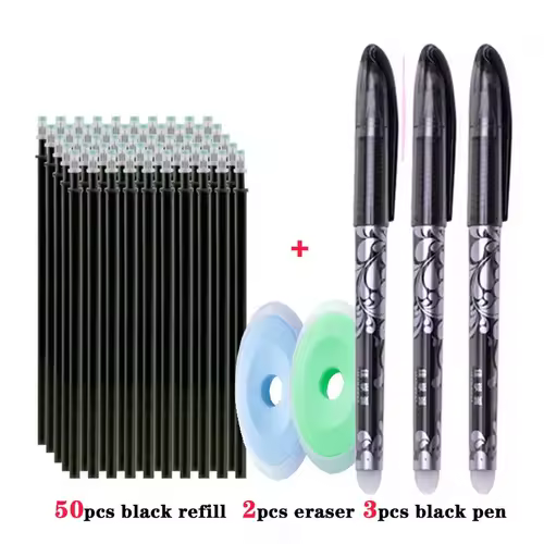 55pcs/lot Erasable Gel Pen 0.5mm Refill Rod Magic Ink Erasable Pen Washable Handle Office School Writing Tools Kawaii Stationery - Image 9