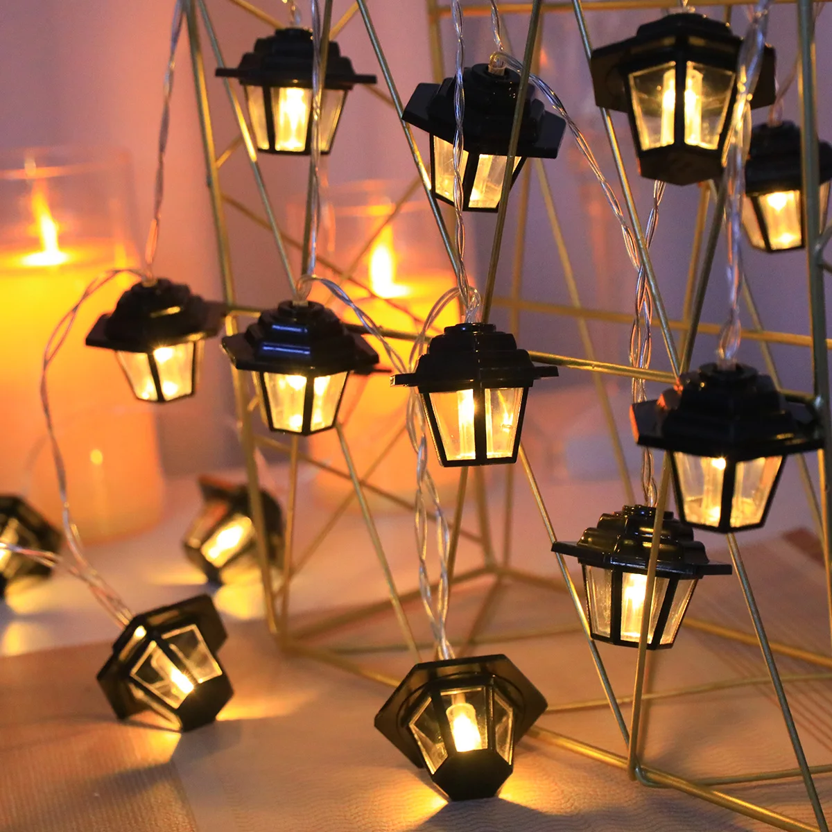 LED Retro Palace String Lights, 10/20 LEDs Battery‑Powered (Batteries Not Included), Perfect for Ramadan, Weddings