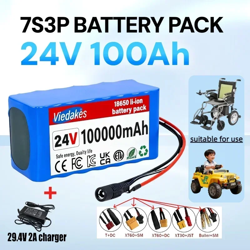 

New 7S3P 18650 24V 100000mAh high capacity 24V Lithium Battery⚡ Wheelchair Battery 7s3p Battery Pack for e-Bicycle