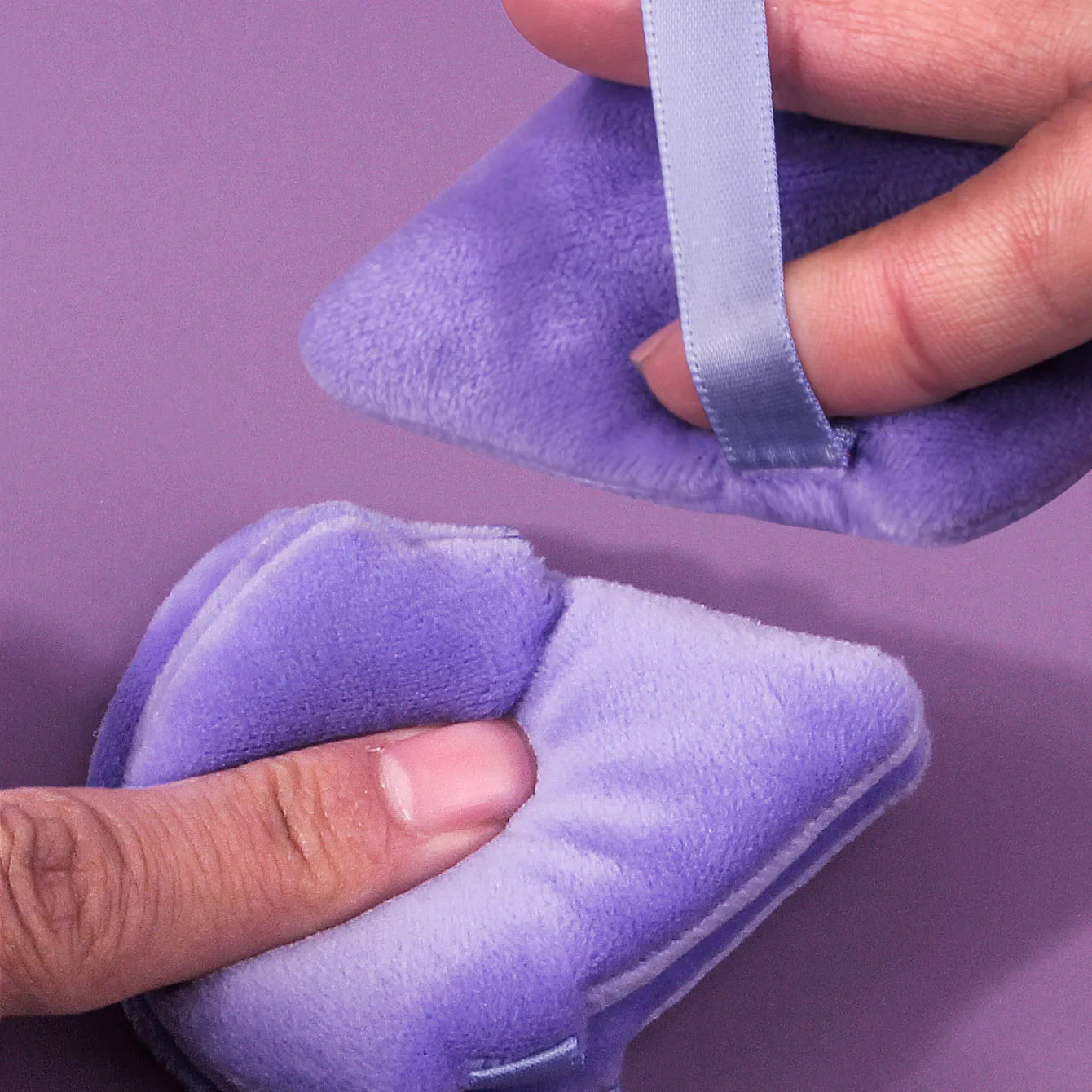 12 Uds esponja en polvo suave púrpura en forma de abanico, una herramienta de maquillaje especial para uso seco y húmedo sin pegar en polvo