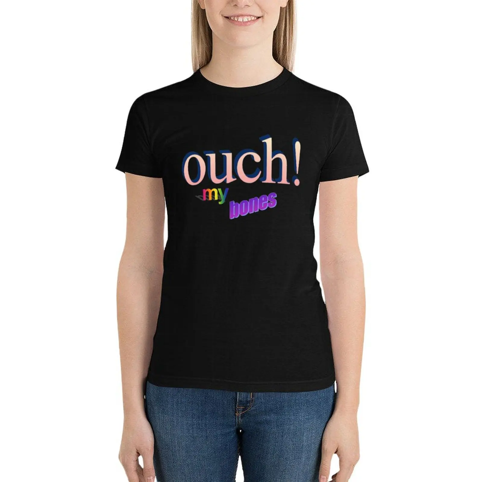 

ouch! my bones T-Shirt shirts graphic tees Short sleeve tee Female clothing vintage clothes t shirt Women