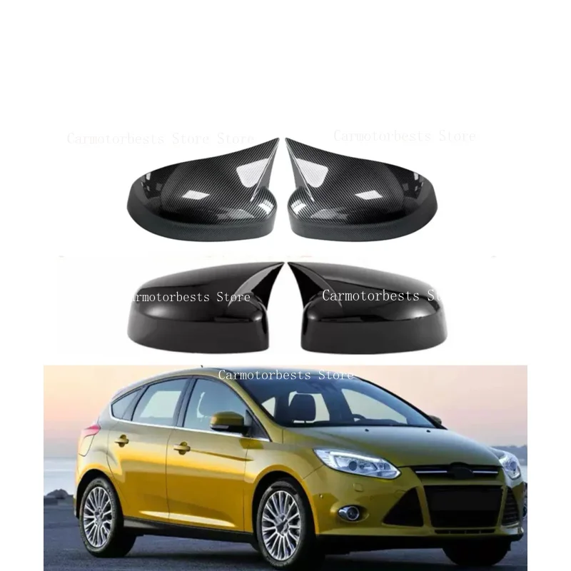 Car  Rearview Side Mirror Cover Fit For Ford Focus MK3 2012-2018   Wing Cap Rear View Case Trim Carbon Fiber