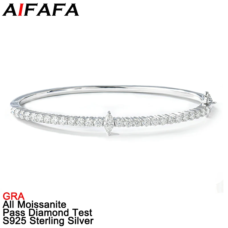 

Full Moissanite Bangle for Women 925 Sterling Silver Water Drop Moissanita Lab Diamond Gemstome Cuff Wristband Fine Jewelry