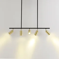 Long Chandelier LED Spot Lamp Kitchen Dining room Bedroom Bar Restaurant led salon lighting Black Gold Color hanging  Lamp Fixtu