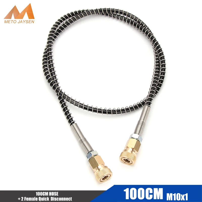 

100cm High-Pressure Nylon Hose with M10x1 Thread Quick Connect Couplings 40Mpa PCP Pneumatics Air Refilling with Spring Wrapped