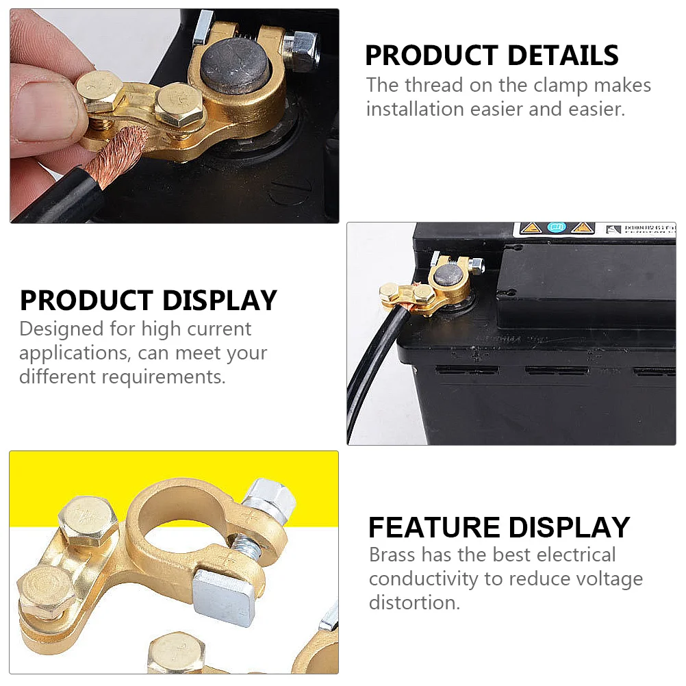 

1Pair Terminal Connector Sets Brass Heavy Pole Clamps Suitable Standard Car Terminals Durable Conductivity