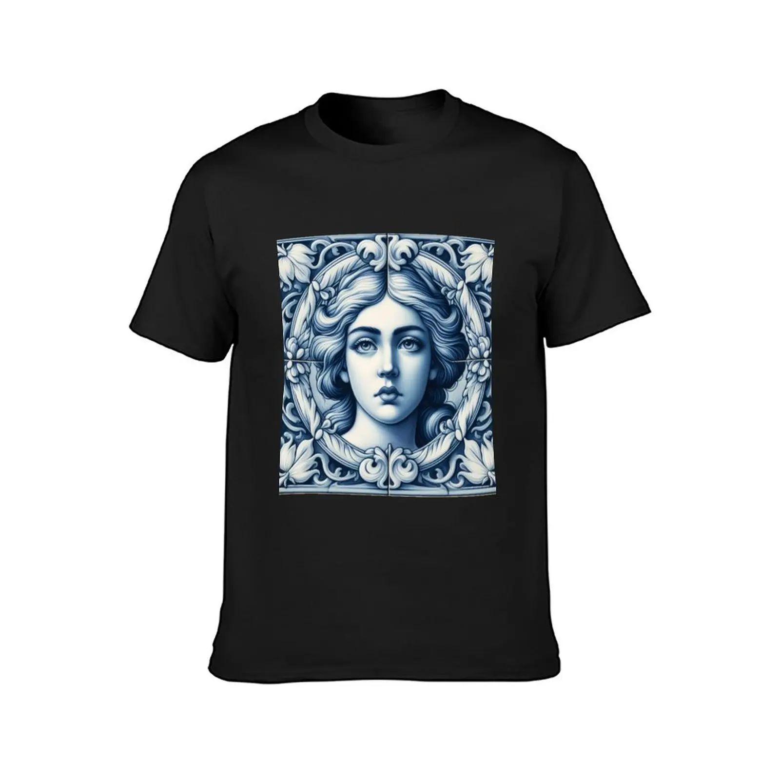 Delft Tile With Woman Face No.2 T-Shirt shirts graphic tees korean fashion summer tops Men's cotton t-shirt