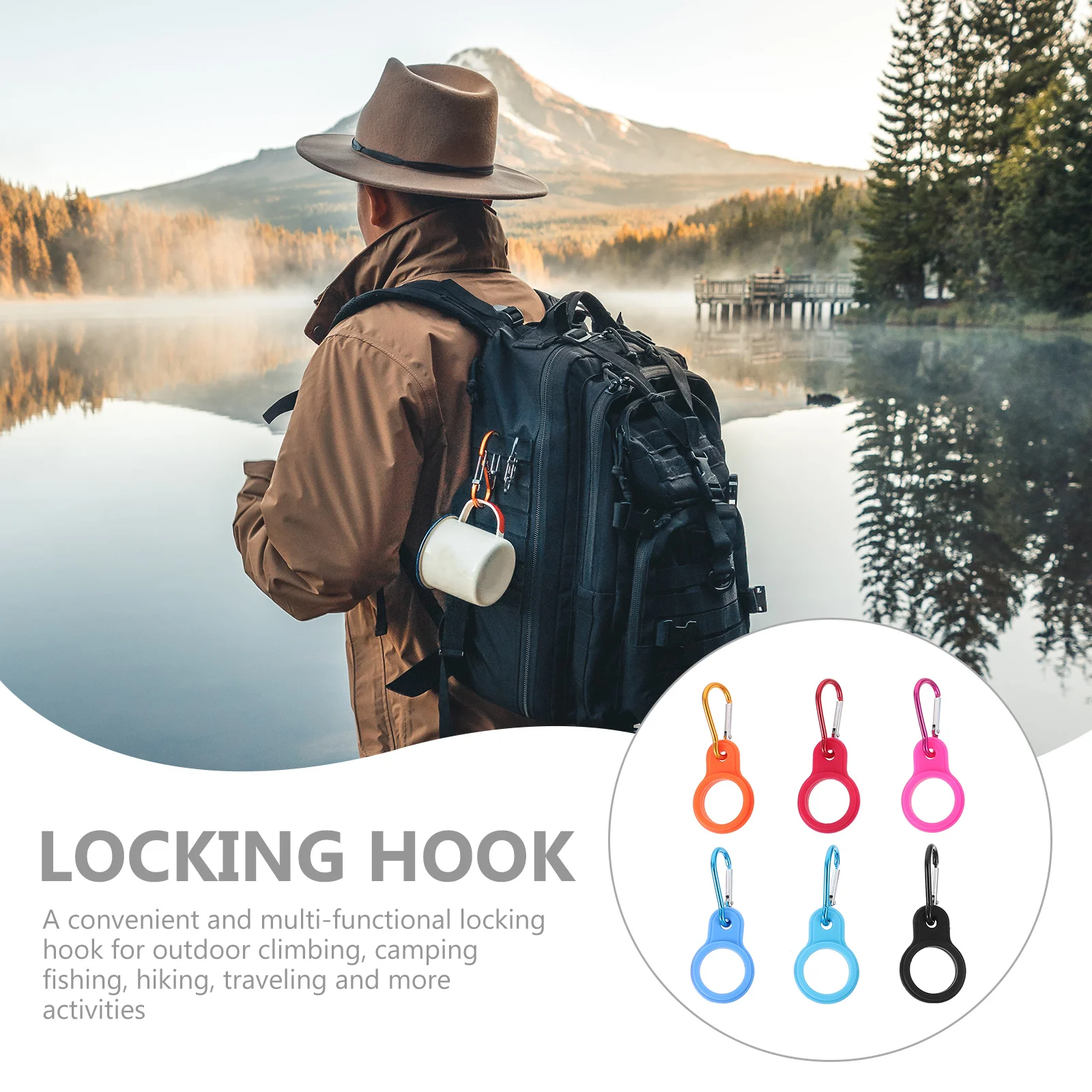 

6Pcs Water Bottle Buckles Silicone Durable Portable Bottle Carrier Clip Hanging Carabiner Outdoor Camping Hiking Climbing