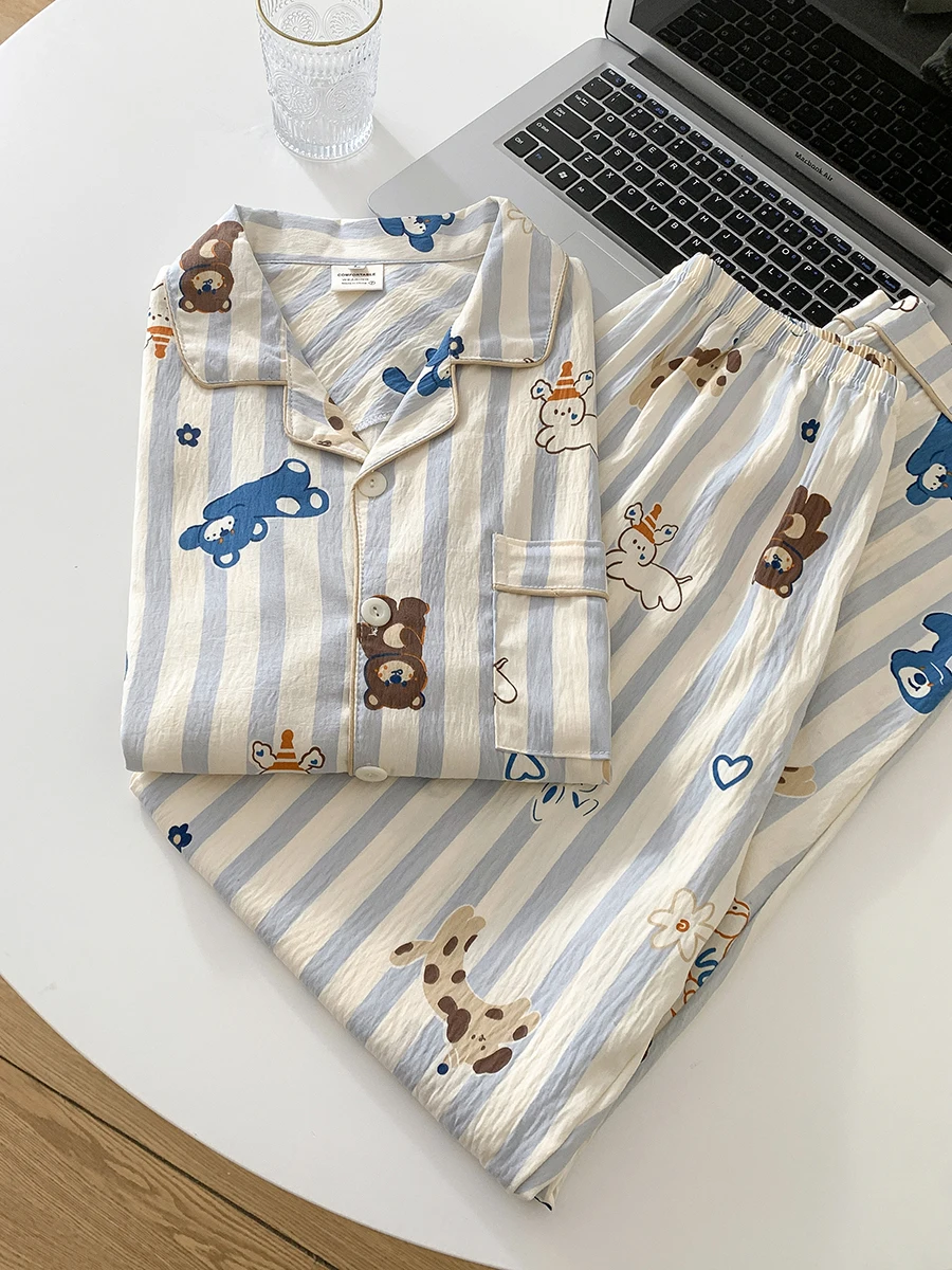 

Комплект одежды Cloud Cotton Long Sve Bear с мультяшным принтом для мужчин, домашний отдых, удобная сезонная одежда на весну и осень