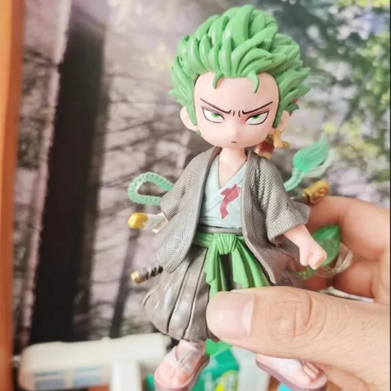 One Piece Action Figure Roronoa Zoro QEdition Handmade Cartoon Cute Anime Model PVC Statue Desktop Ornament Friend birthday Gift