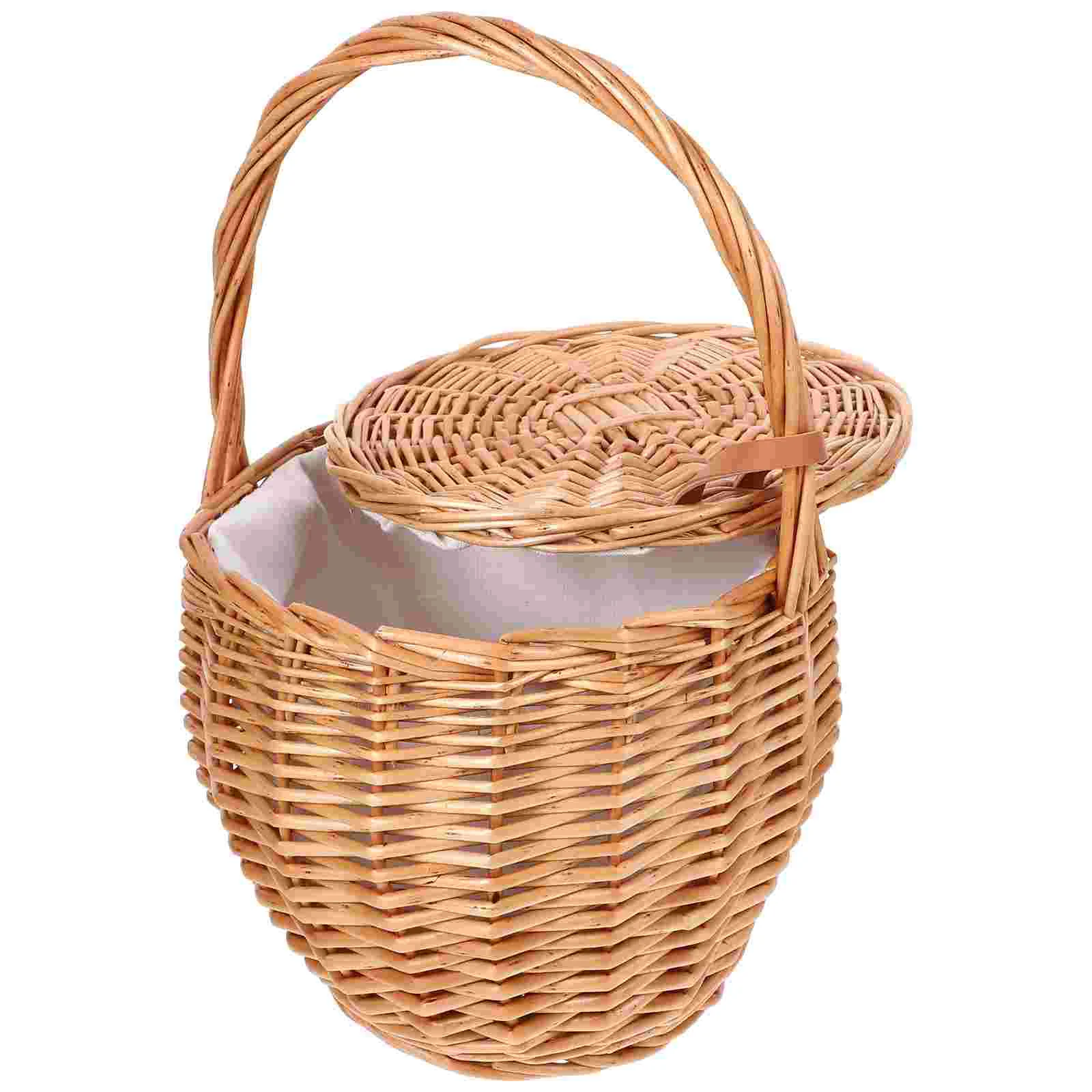 Centerpiece Rattan Flower Basket Daily Supplies Portable Fruit Wooden Wicker Decorative Holder Shopping