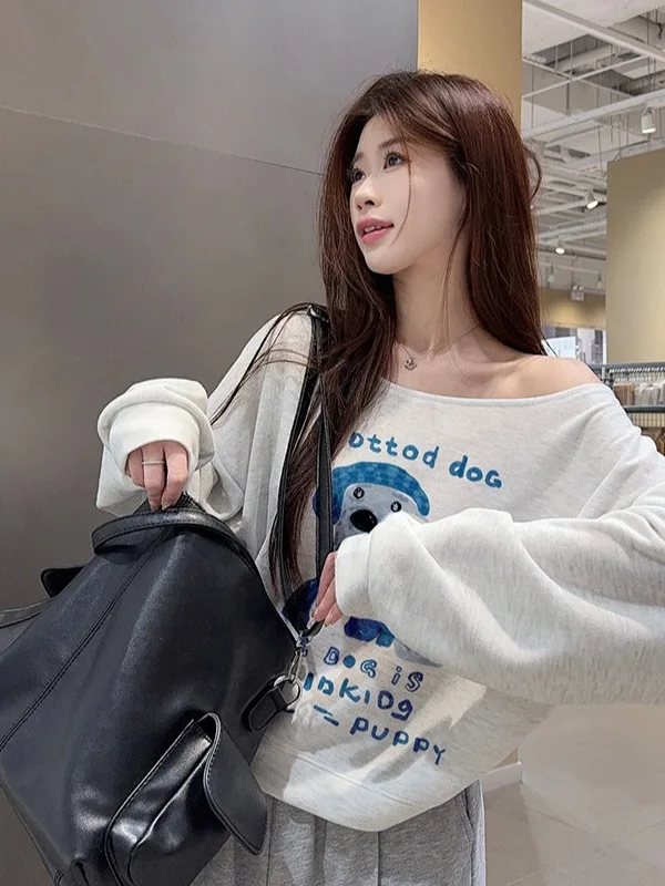 Coreano Sle Casual suelta larga Sve camiseta mujer Faionable versátil verano nueva llegada adelgazamiento viaje estampado de dibujos animados...