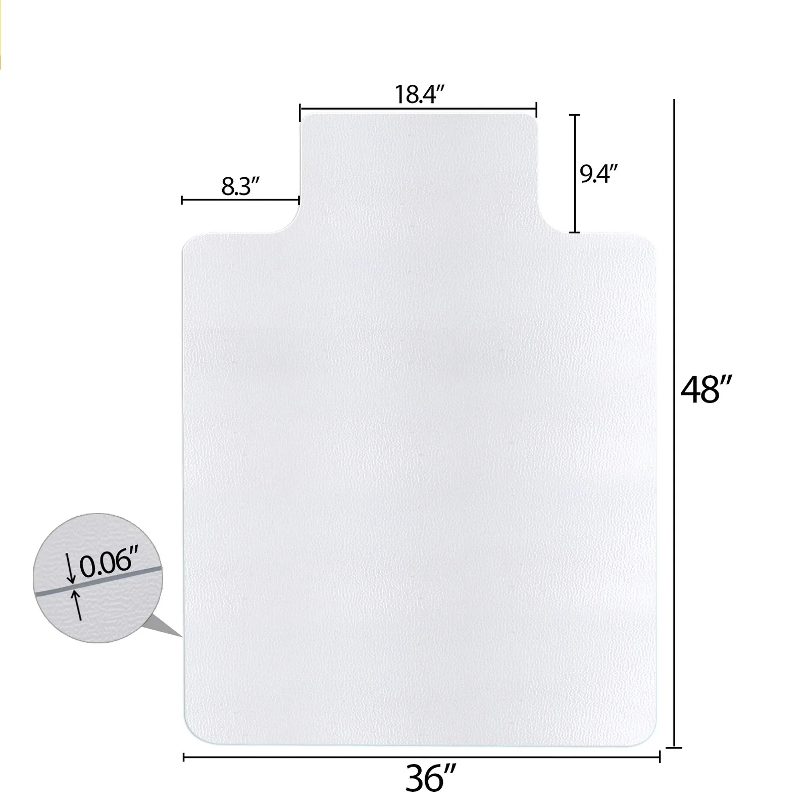 Chair Mat for Hard Floors 48'' × 36'' PVC Floor Mat Protector 1.5 mm Thickness