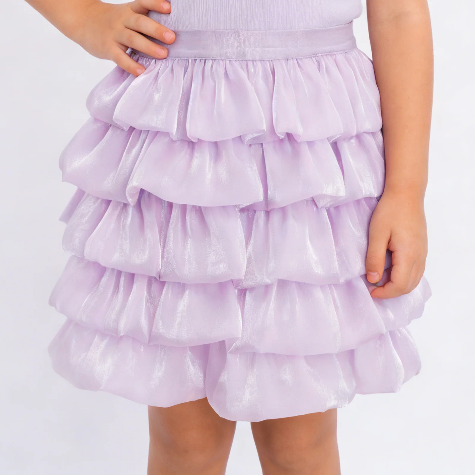 

Tutu Ballet Skirts Kids Girls 5-Layer Tiered Ruffle Shimmery Skirt Elastic Waist Dance Skirt Children Birthday Party Outfits
