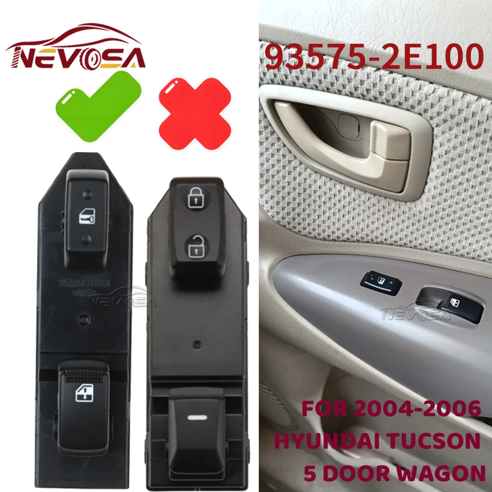 

93575-2E100 для Hyundai Tucson JM MK1 2004 2005 2006, передний правый переключатель управления стеклоподъемником, кнопка со стороны пассажира 935752E100