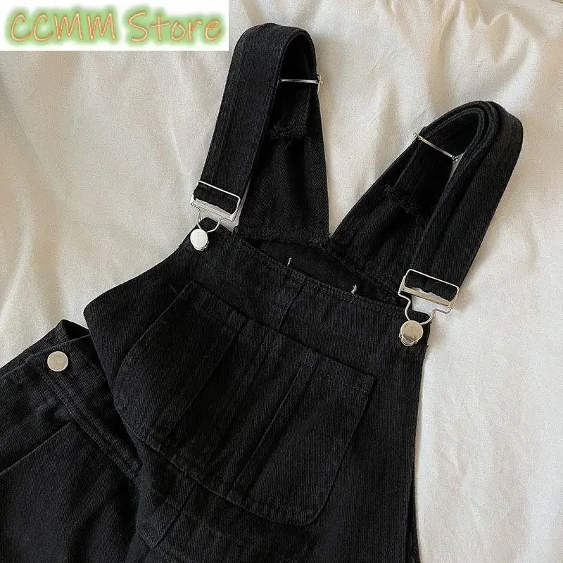 Women's High Waisted Super Loose Black Jumpsuit Vintage Overalls Fashion Girl Wide Leg Pants Female Baggy Rompers Trouser