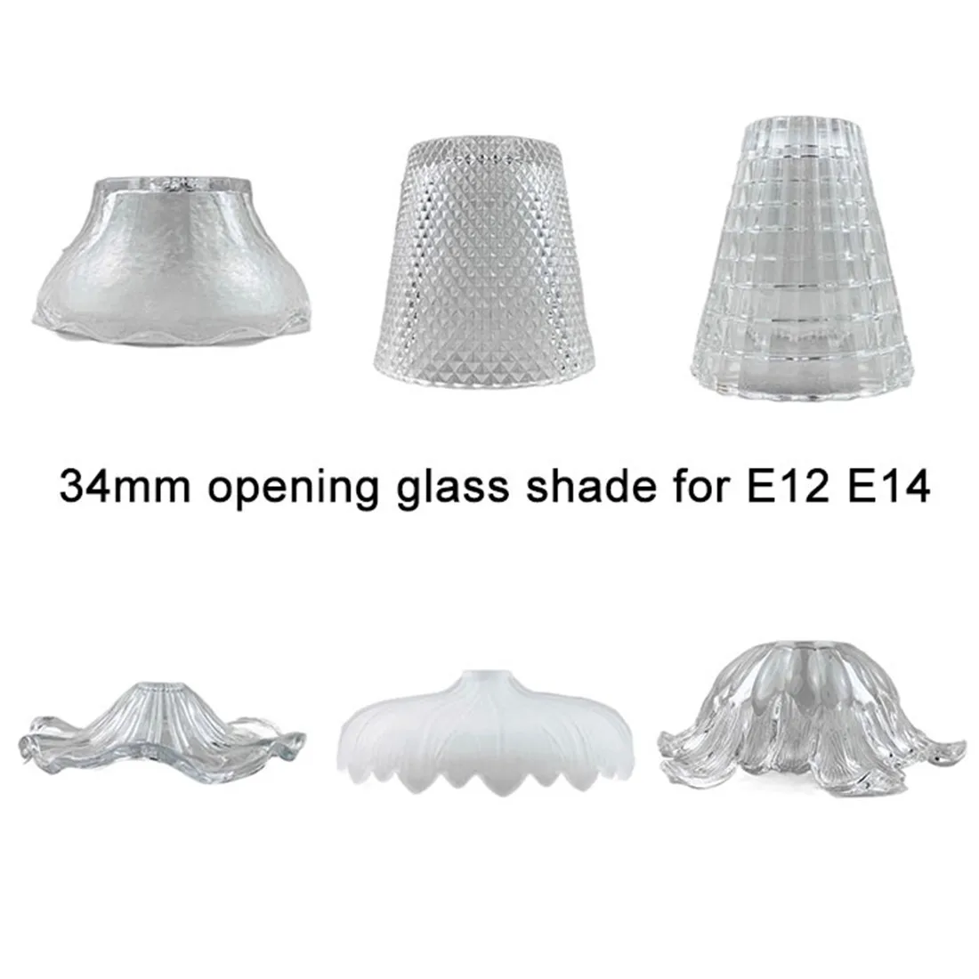 

Clear 34mm Opening Glass Lampshade Replacement for E14 Screw Socket Holder,3.4cm Fitter Lamp Shade for E12 Candle Lighting Cover