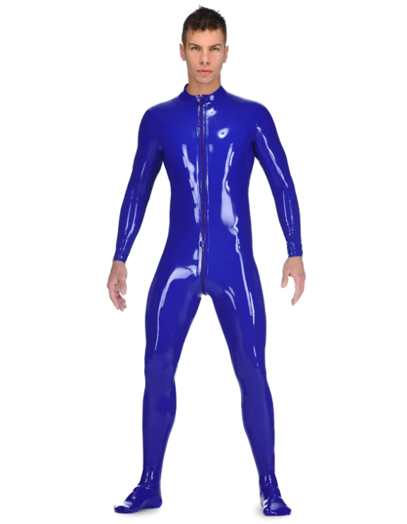 

Gummi 100% Rubber Latex Long Sleeve Bodysuitblue Zip Set S-XXL