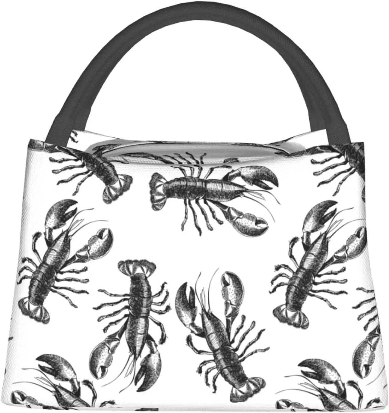 Hand Drawn Lobster Cool Large Lunch Bags Box For Women Men-Cute Adult Insulated Lunchbox Tote For Work