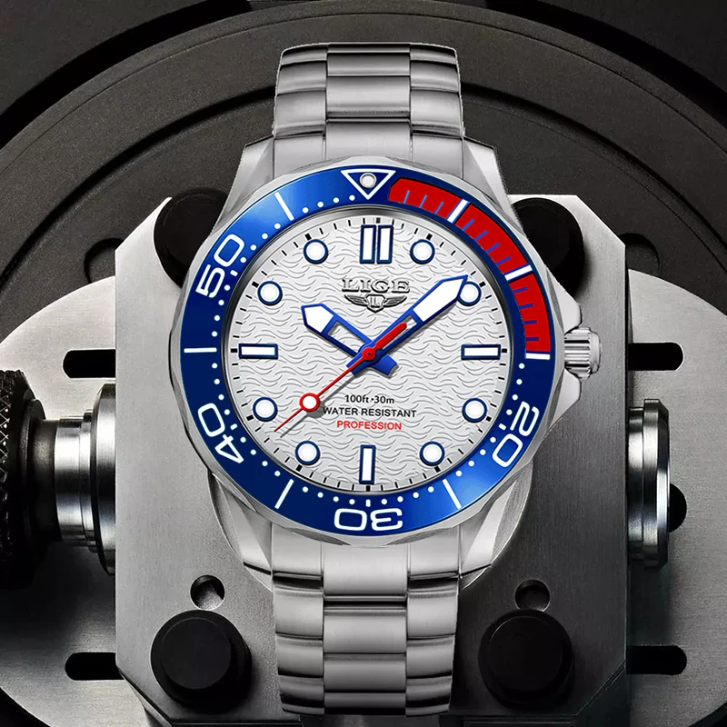 

LIGE Original Design Luxury Quartz Man Watch Fashion Stainless Steel Band Casual Sport Waterproof Luminous Watches for Men Gifts