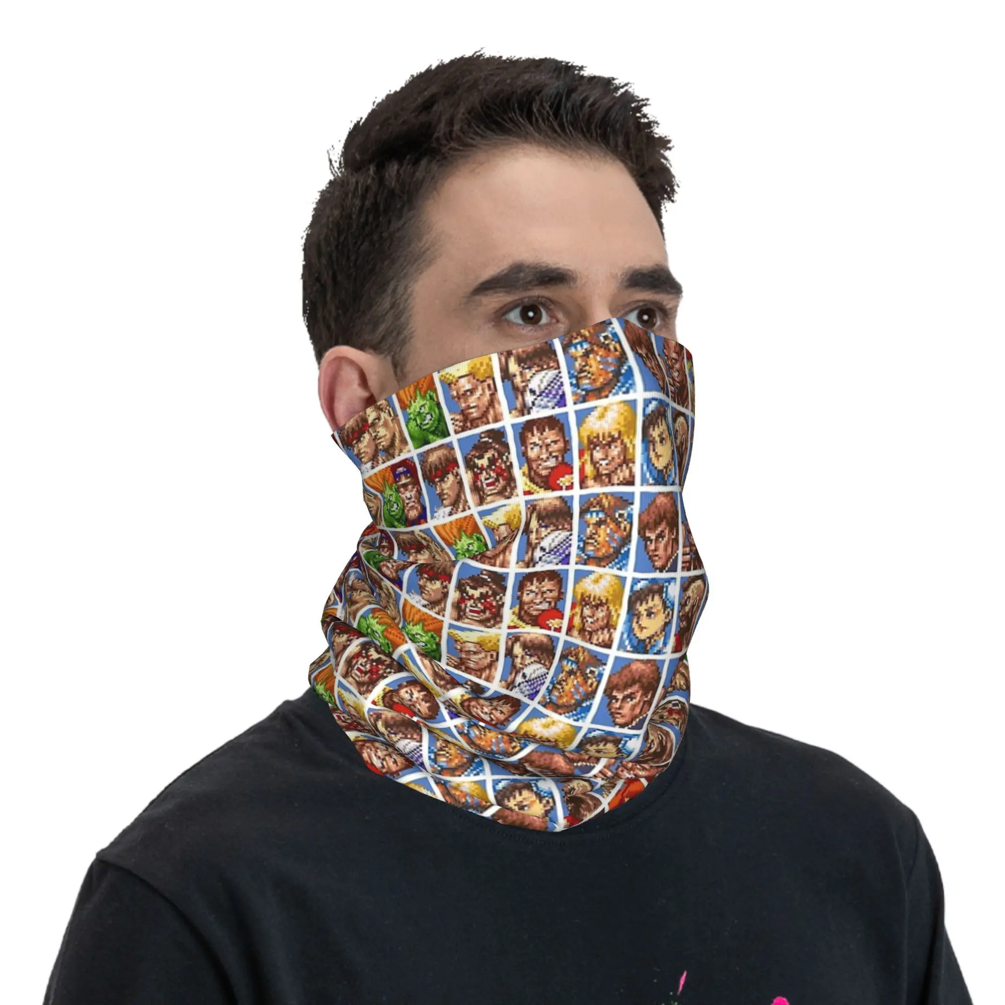 Retratos defectuosos Super Street Fighter Bandana Cuello Polaina Impreso Wrap Máscara Bufanda Diadema cálida Correr Unisex Toda la temporada
