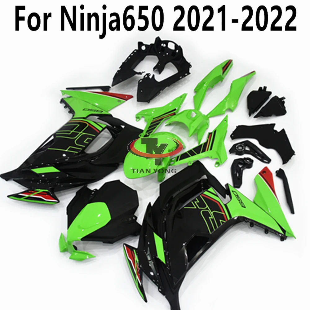 New Printmaking 2023 Green geometric design black For Ninja650 2021-2022 Fit NINJA 650 Full Fairing Kit Bodywork Cowling