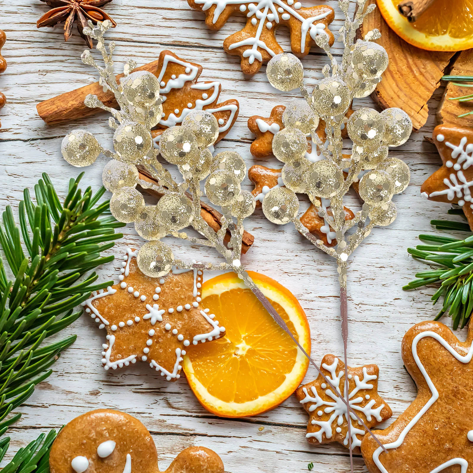 10 قطعة عيد الميلاد الاصطناعي التوت ينبع بريق وهمية فرع التوت إكليل شجرة عيد الميلاد زهرية الديكور 19x5x5cm